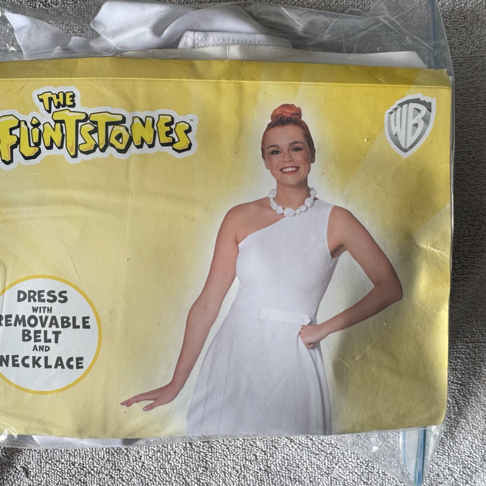 The Flintstones White Dress with Removable Belt and Necklace